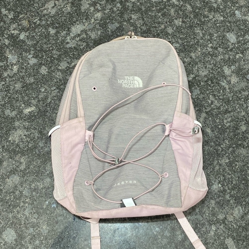 The North Face Jester Backpack Purple Grey Hiking School Travel